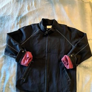 Navy Band of Outsiders mens Harrington jacket with contrast stitching. Size 3/L
